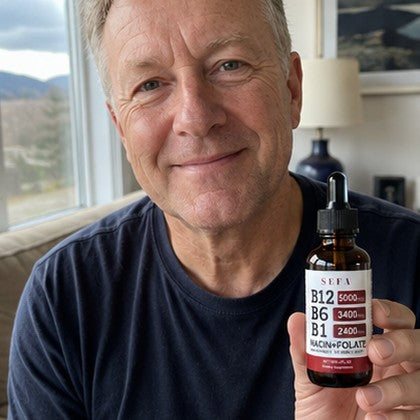 Icelandic customer holding SEFA B-Complex Drops