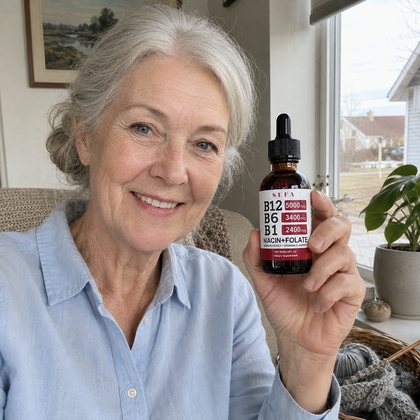 Icelandic customer holding SEFA B-Complex Drops