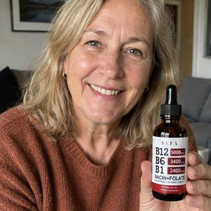Icelandic customer holding SEFA B-Complex Drops