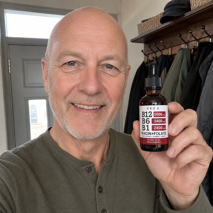 Icelandic customer holding SEFA B-Complex Drops