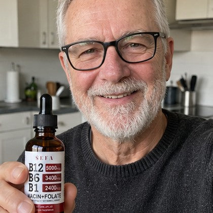 Icelandic customer holding SEFA B-Complex Drops