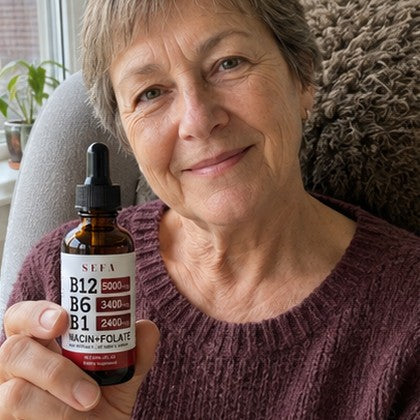 Icelandic customer holding SEFA B-Complex Drops